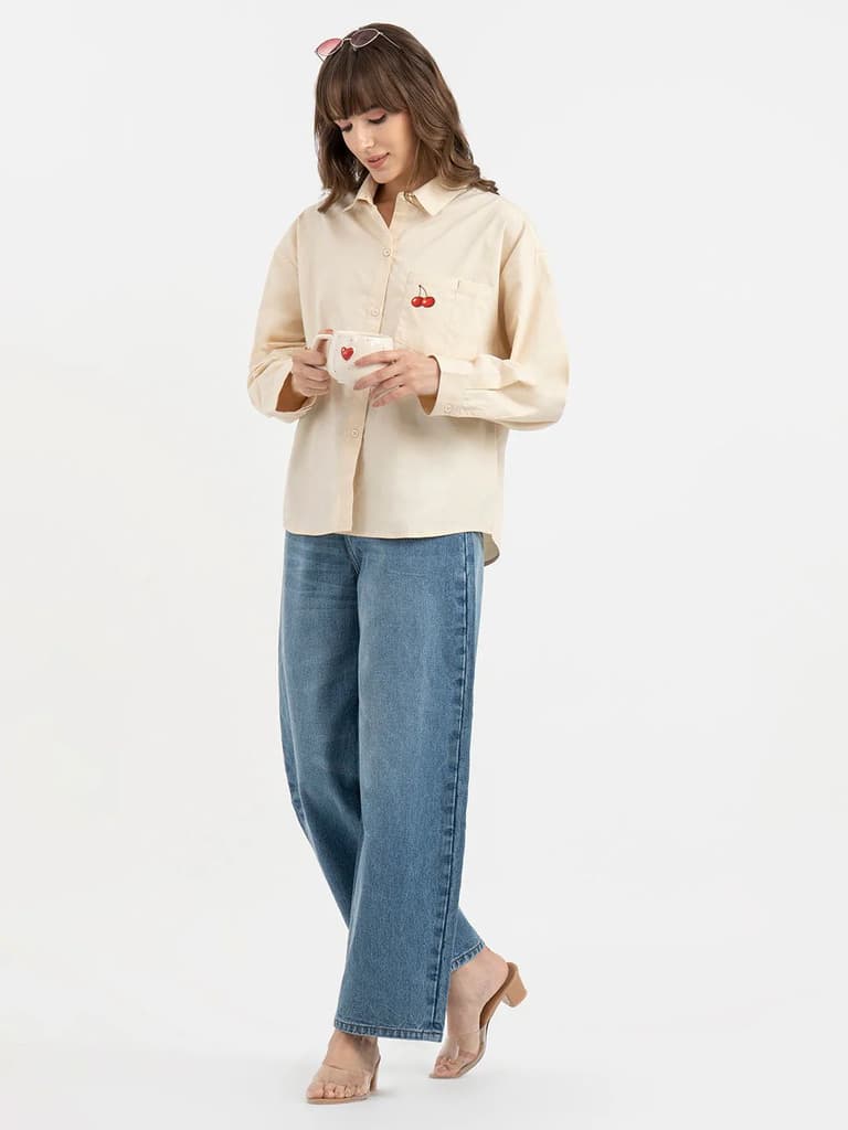 Shirts for Women in Cream | Casual Cotton Shirt — photo 5