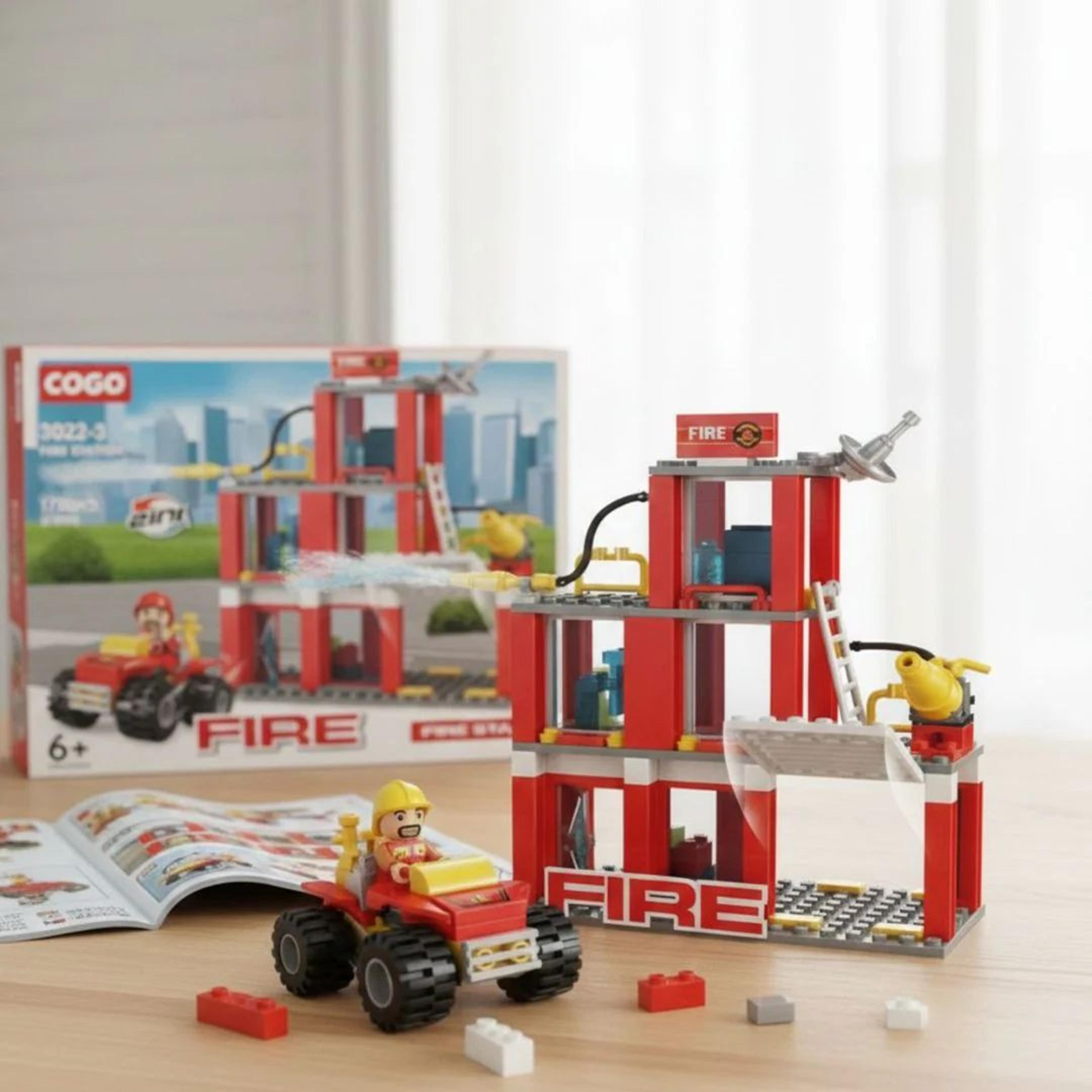 Fire Station Building Blocks Set With Fire Truck 2 In 1