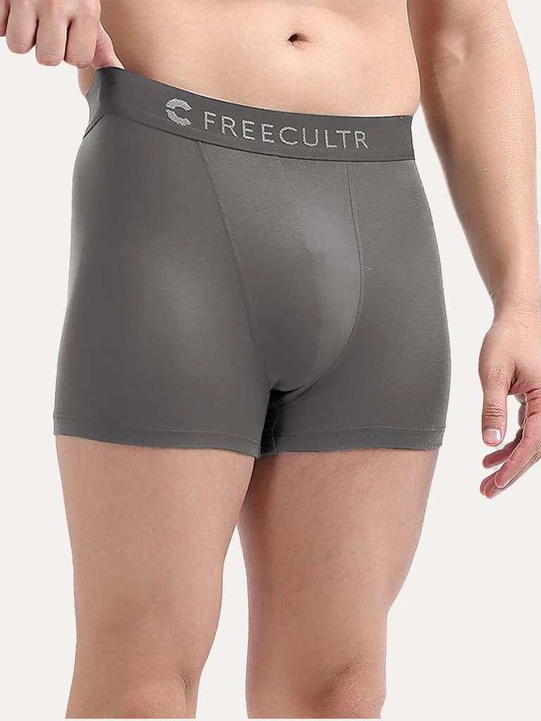 Men's Anti-Bacterial Micro Modal Trunk in Solid Waistband (Pack of 1) — Mist Grey / S / Men