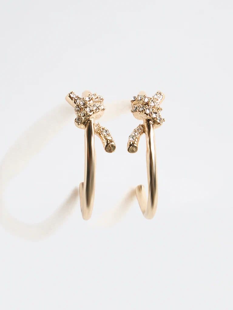 Westside Accessories Gold Embellished Knot Hoop Earrings