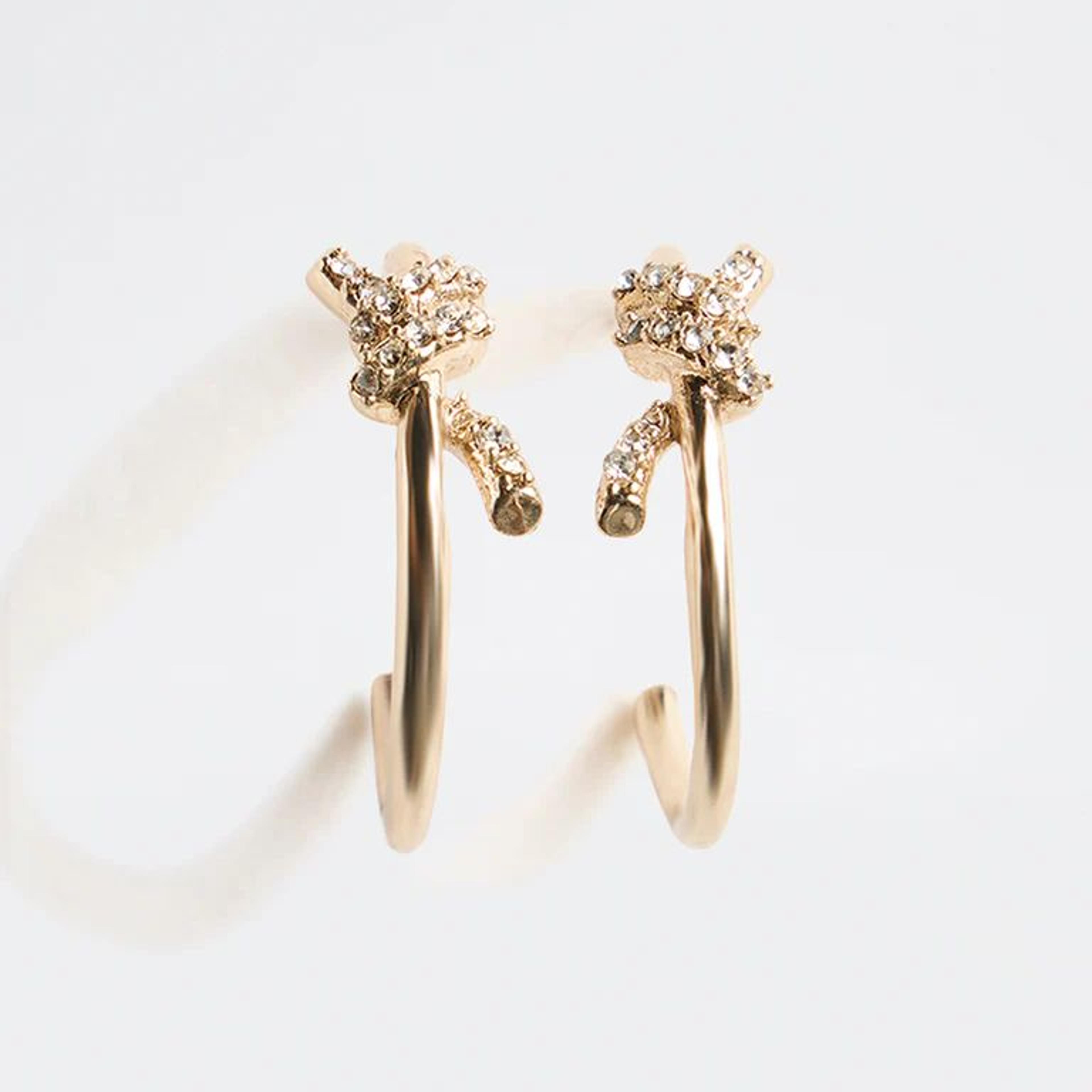 Westside Accessories Gold Embellished Knot Hoop Earrings