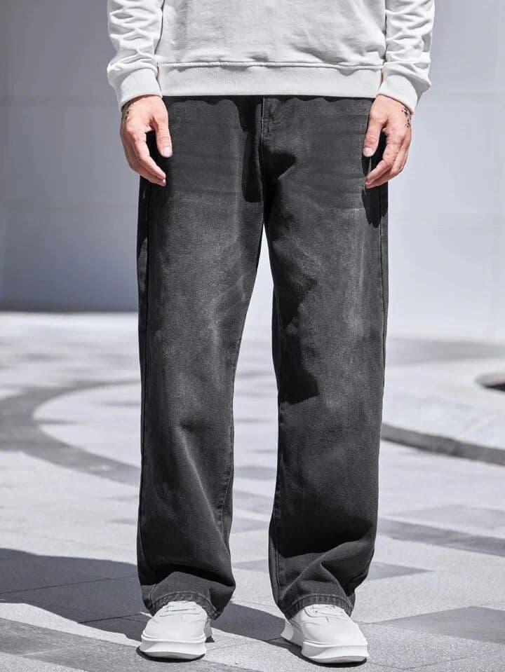 Charcoal Raw Wash Baggy Fit Jeans — photo 5