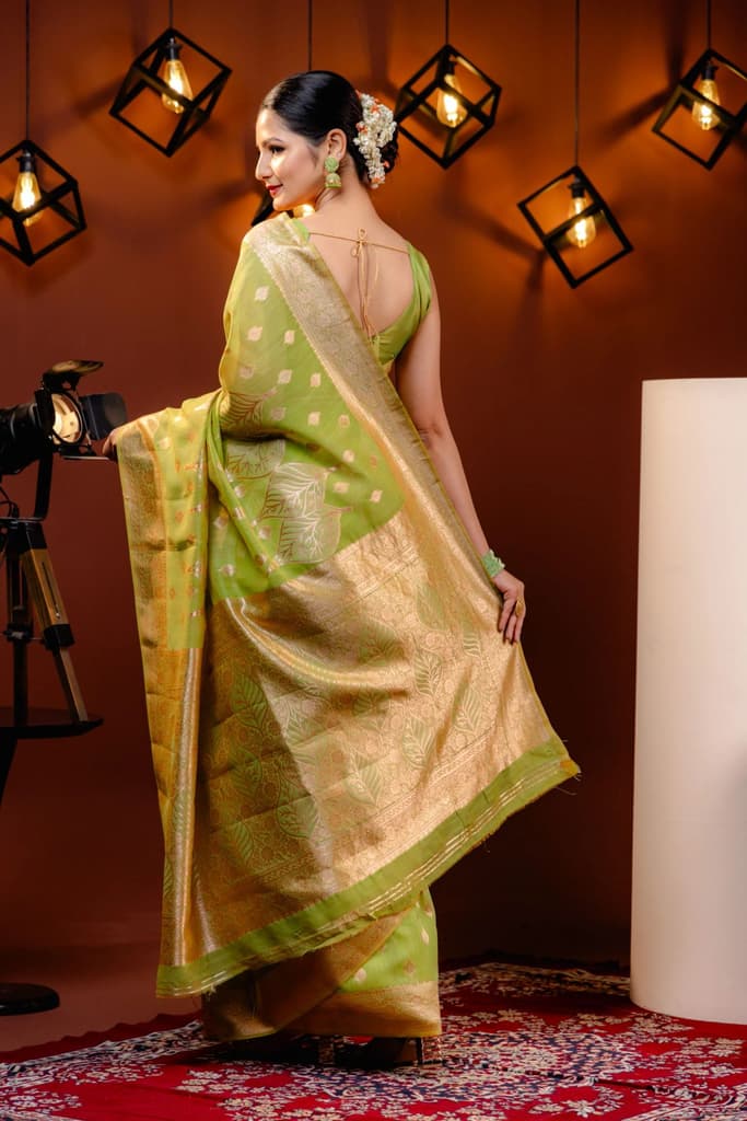 Mimosa Women's Woven Design Banarasi Style Art Silk Saree With Blouse Piece : SA00001766OLFREE — photo 4