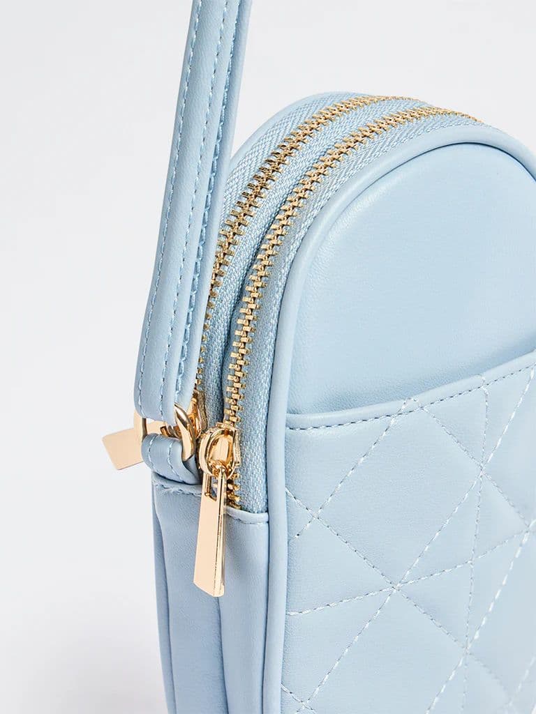 Westside Light Blue Quilted Phone Sling Bag — photo 3