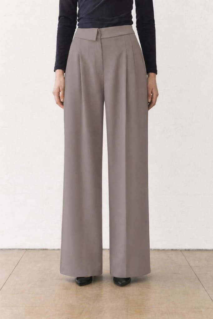 Clean Collar Waist Pleated Trousers — photo 3