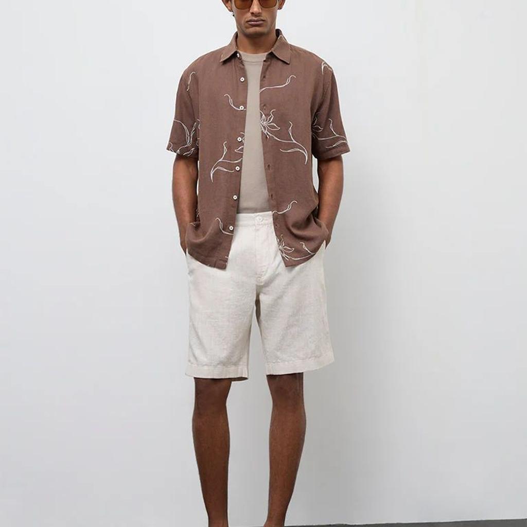 Ascot Off-White Relaxed-Fit Mid-Rise Cotton-Blend Shorts