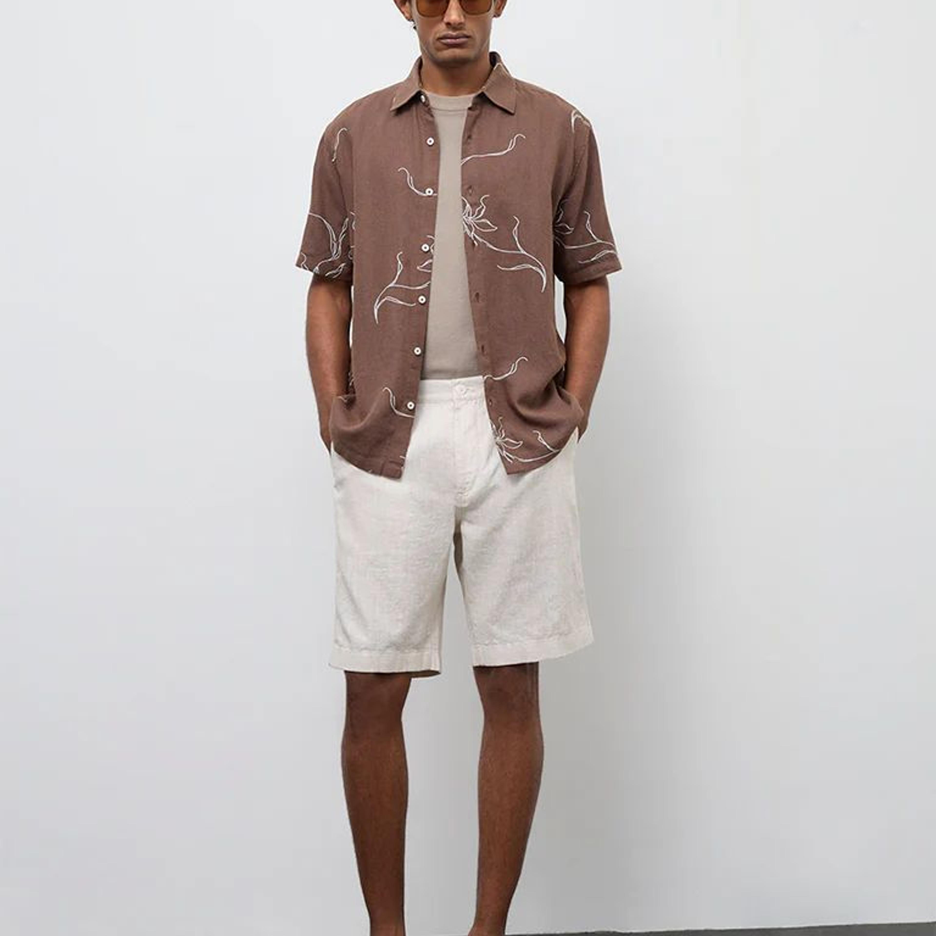 Ascot Off-White Relaxed-Fit Mid-Rise Cotton-Blend Shorts