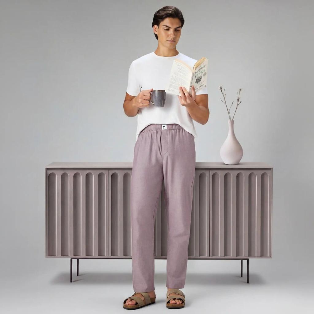 Ultra-Breathable Cotton Chambray Pyjamas - Shadow Purple — photo 2