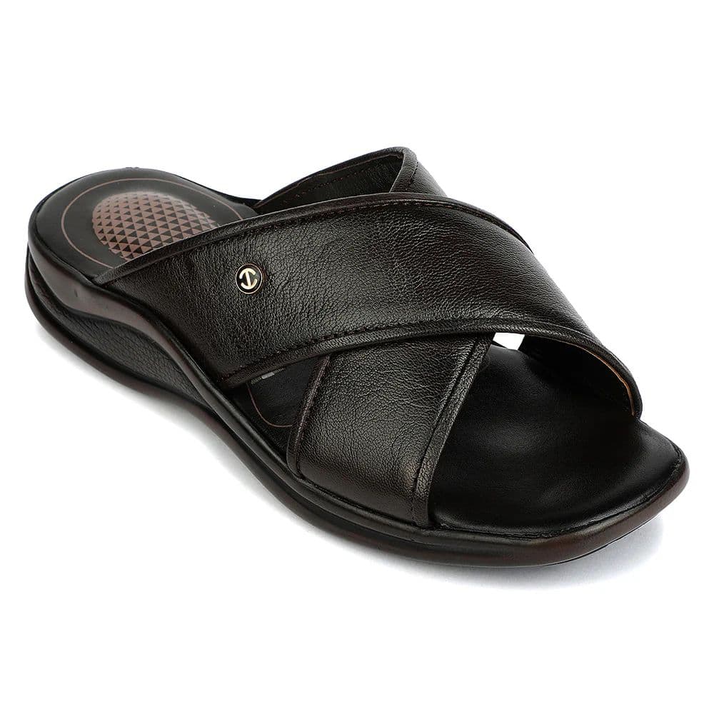 Healers Brown Formal Slip on Slippers for Men 2013-121 by Liberty — 6/40 / Brown