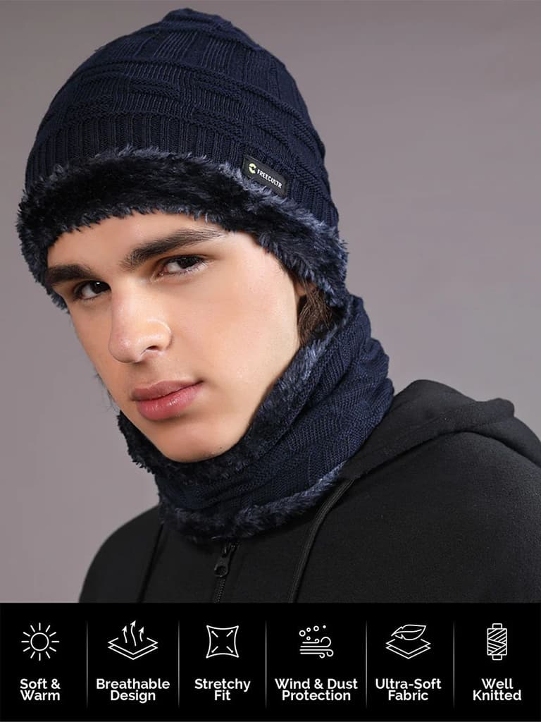 Unisex Woolen Beanie Cap Plus Wrap — photo 5