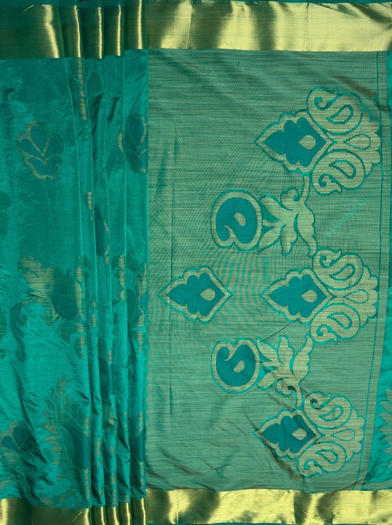 MIMOSA Women's Woven Design Mysore Silk Style Crepe Saree with Blouse Piece - Rama ( SA00003135RMFREE ) — photo 7