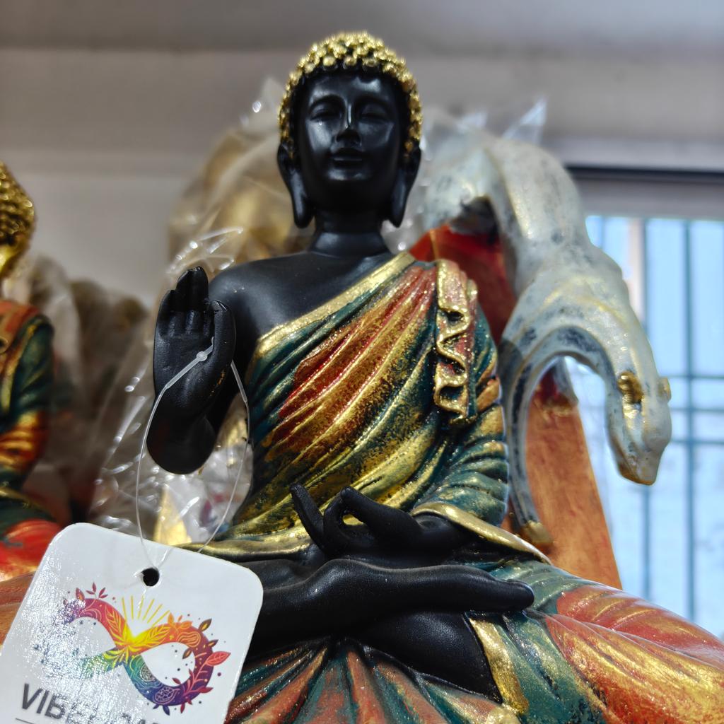 Black Buddha Statue | Gold Trim | Meditation Aid | Yoga