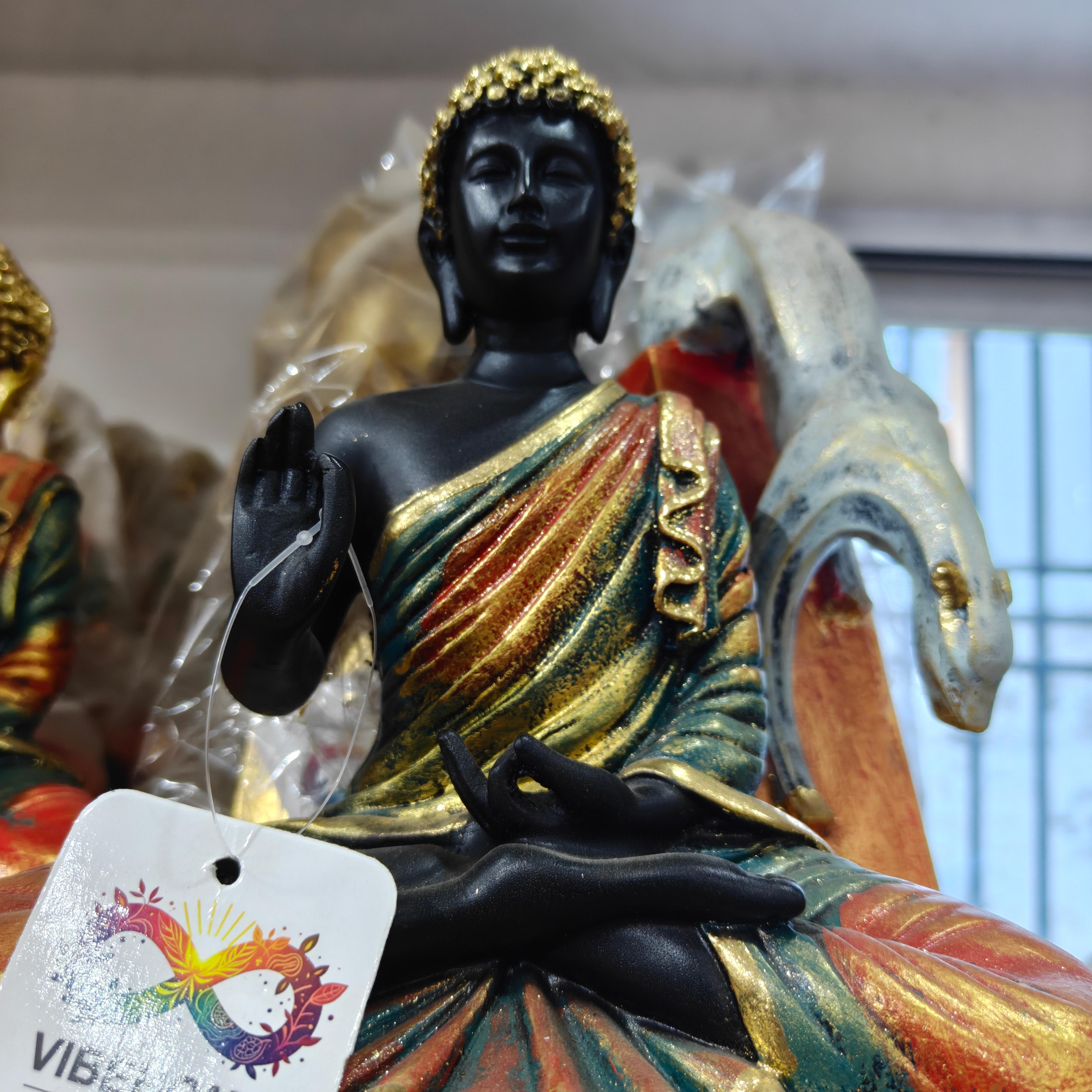Black Buddha Statue | Gold Trim | Meditation Aid | Yoga