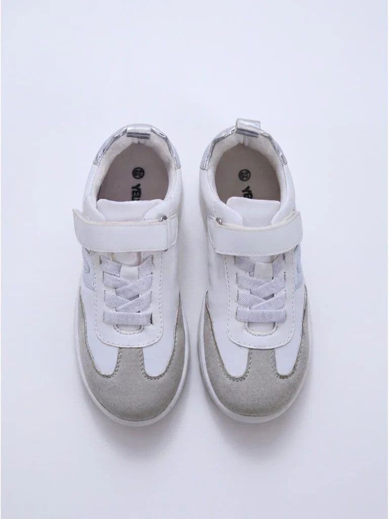 Yellow White and Silver Sparkle Deatiled Velcro Strap Sneakers — photo 2