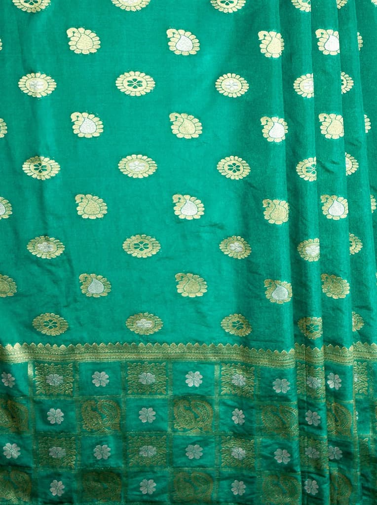 MIMOSA Women's Woven Design Banarasi Style Chiffon Saree with Blouse Piece - Rama ( SA00003124RMFREE ) — photo 6
