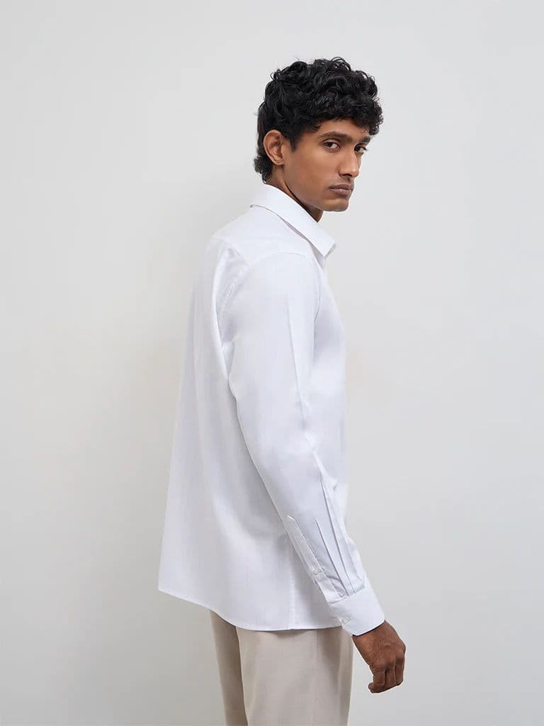 WES Formals Pink Striped Slim-Fit Cotton Shirt — photo 4