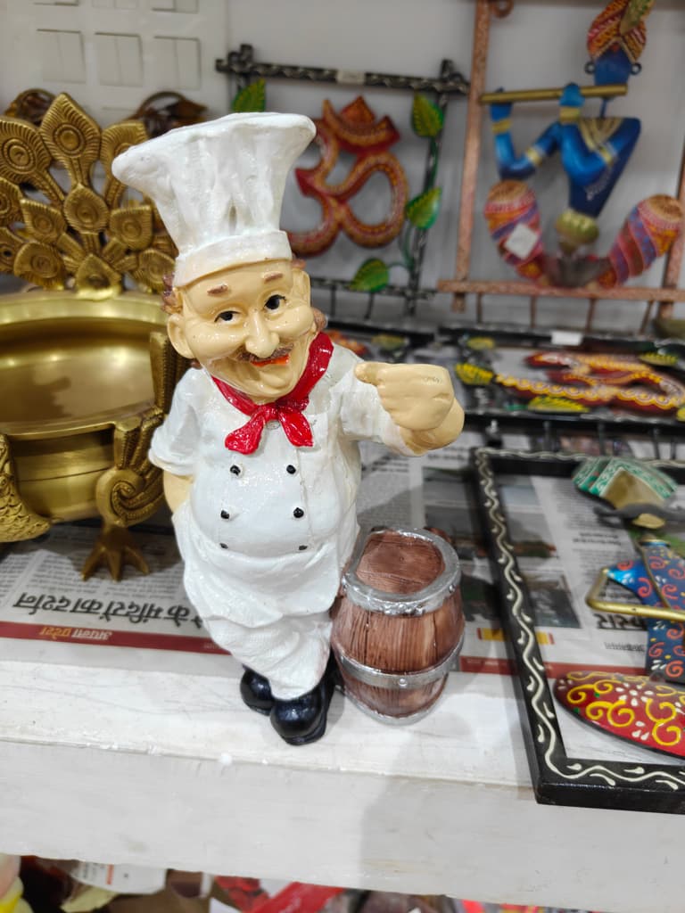 Chef Cooking Figure | Kitchen Decoration | Ceramic | White