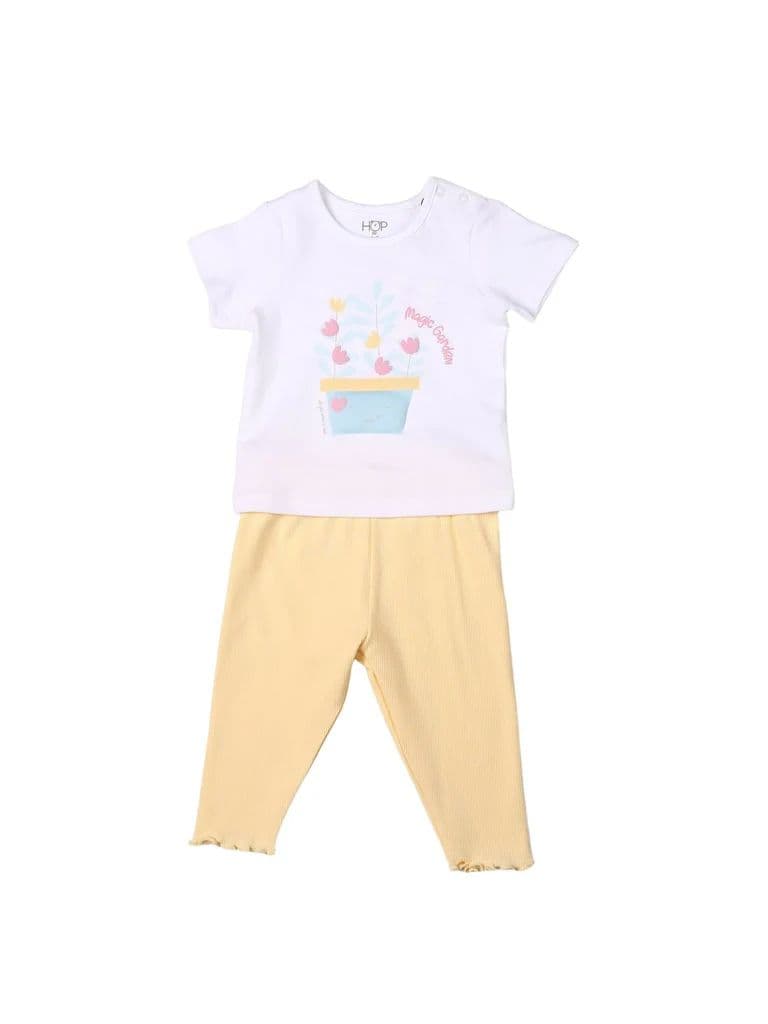 HOP Baby Girls Multicolour Floral Printed Cotton T-Shirt and Pants Set — photo 2