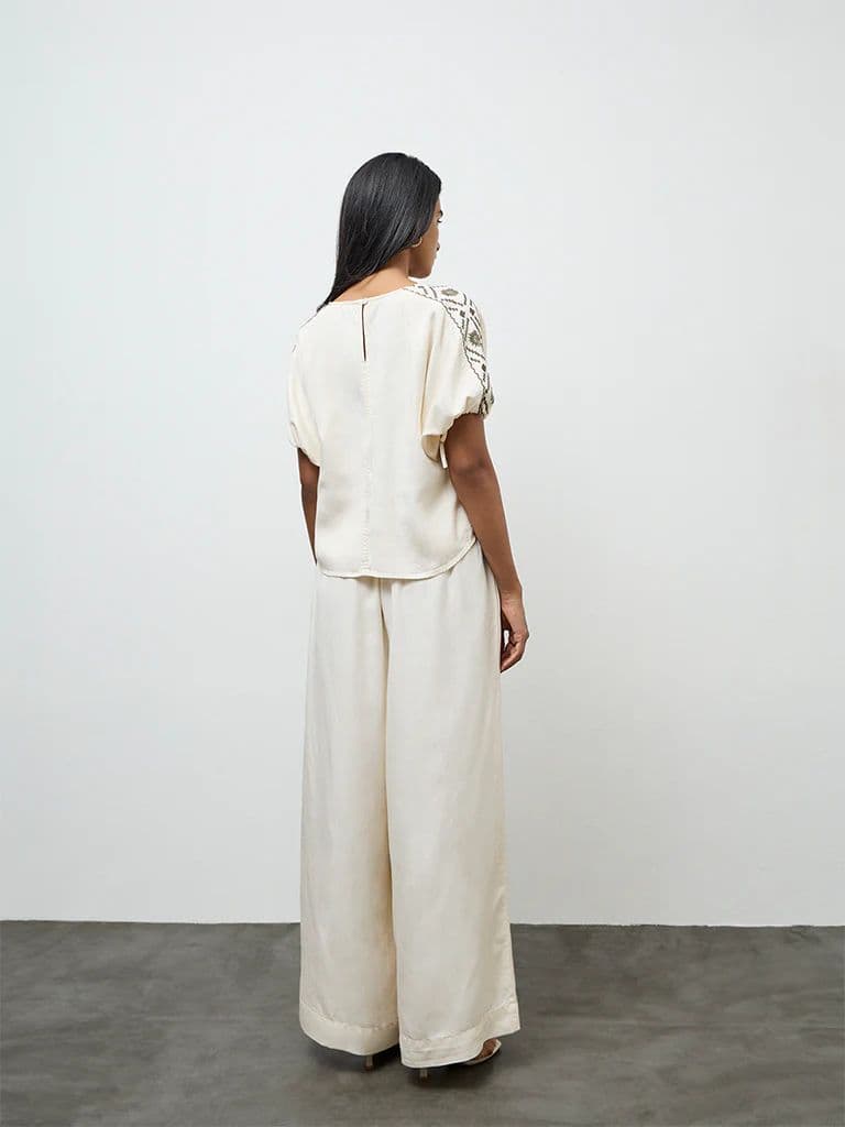 LOV Cream Solid High-Rise Pants — photo 4