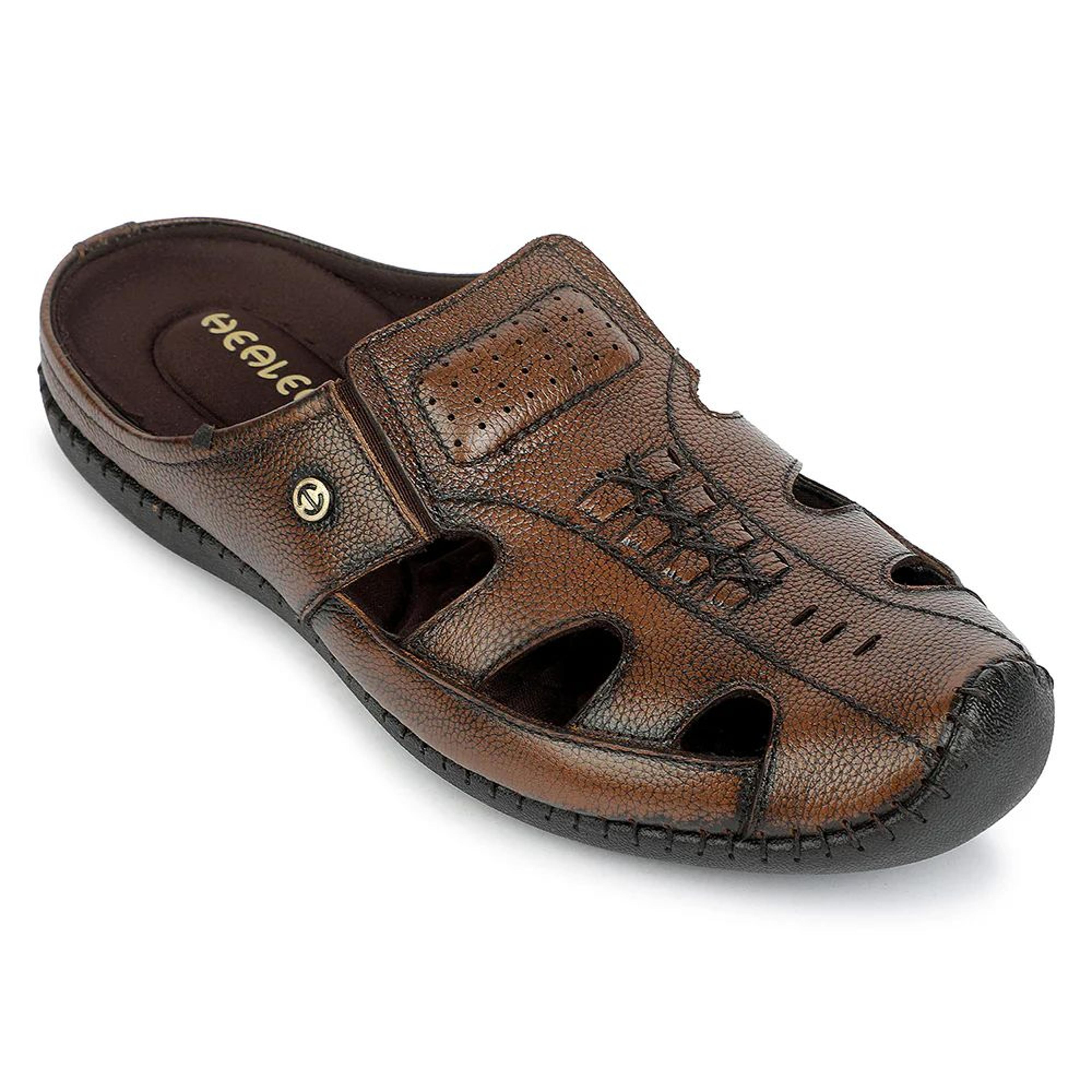 Healers Brown Casual Non Lacing Mules for Men ASL-12 by Liberty