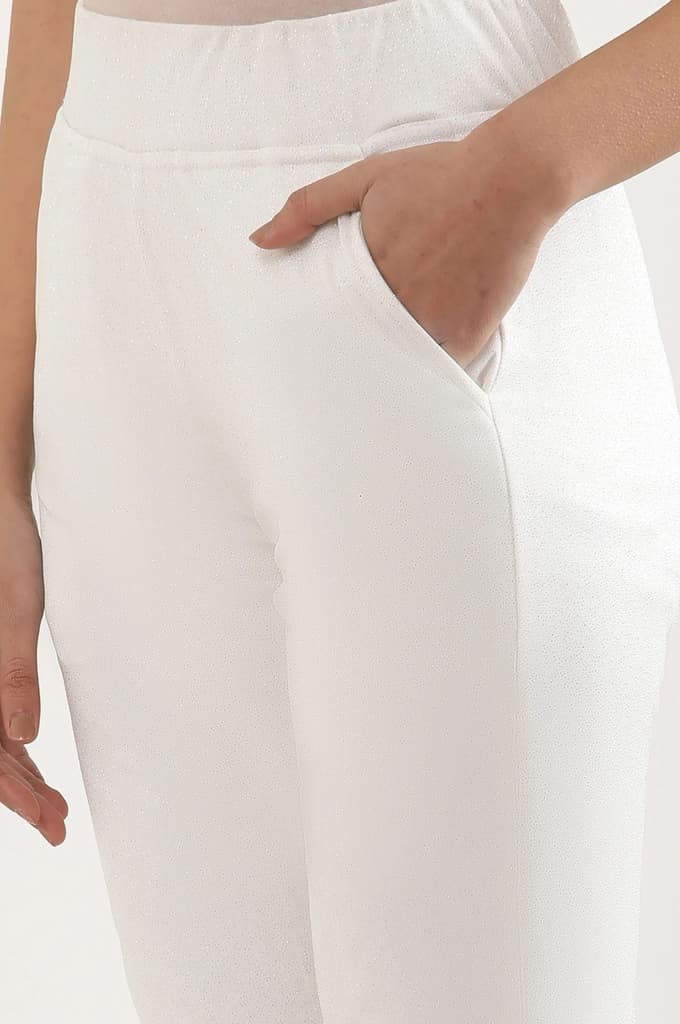 White Glitter Printed Flared Sharara With Elasticated Waist — photo 7