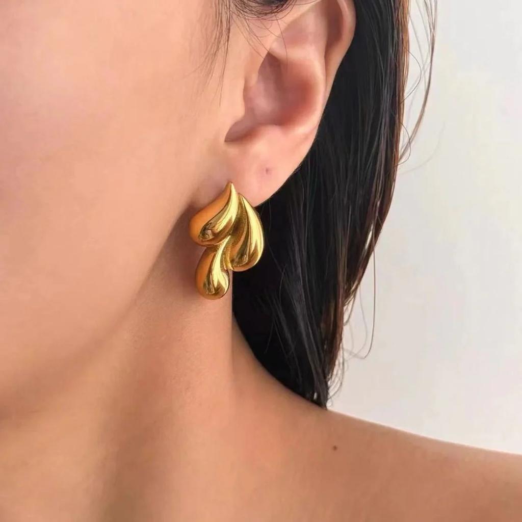 Liquid Drop Stud Earrings – Bold Water-Inspired Statement Jewelry