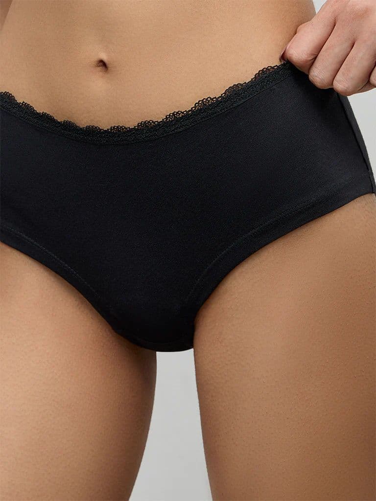 Superstar Black Lace-Detailed Cotton-Blend Briefs - Pack of 2 — photo 3