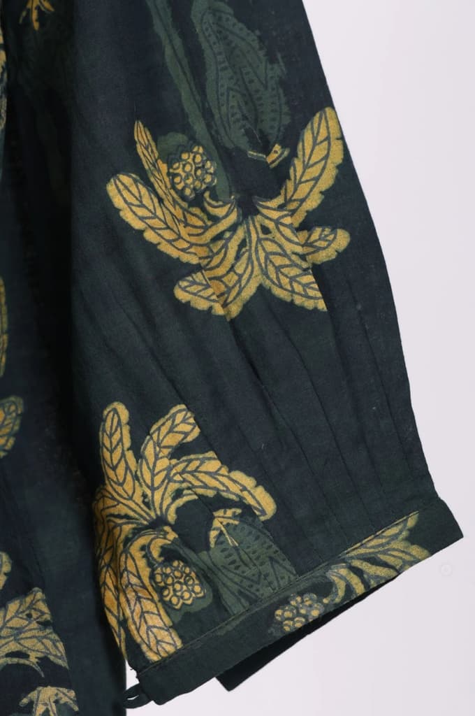 Green Block Botanical Printed Pure Cotton Flared Top — photo 6