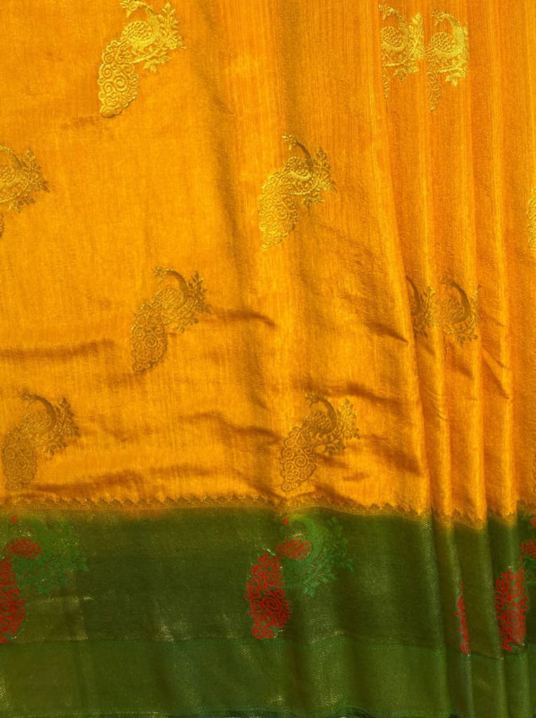 MIMOSA Women's Woven Design Paithani Style Raw Silk Saree with Blouse Piece - Mustard ( SA00003156MSFREE ) — photo 5