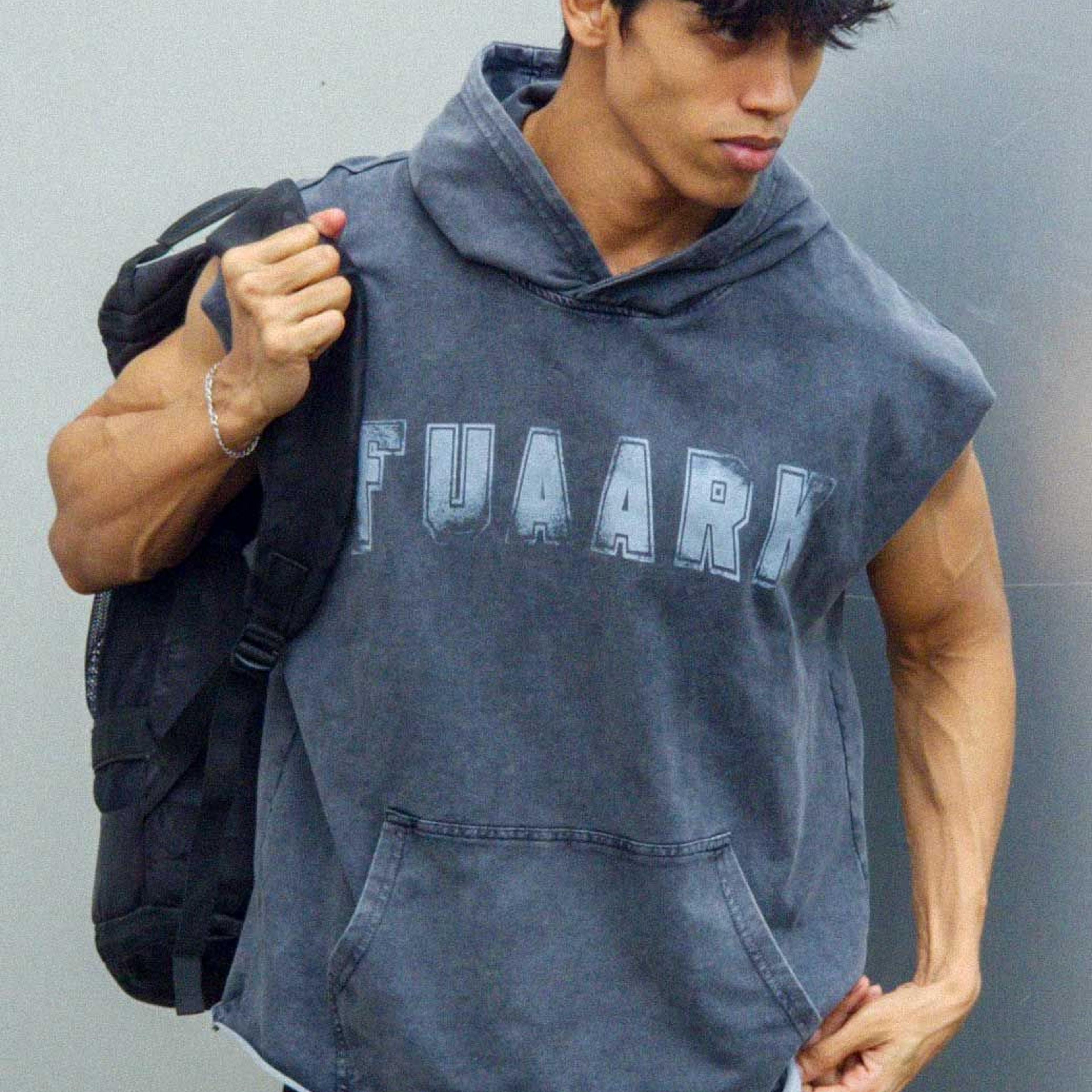 Shadow Washed Capsleeves Hoodie Dark Grey