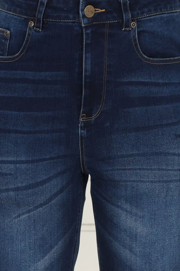 Blue Denim Lycra Mid Rise Mid Thigh Length Shorts with YKK Zipper — photo 6