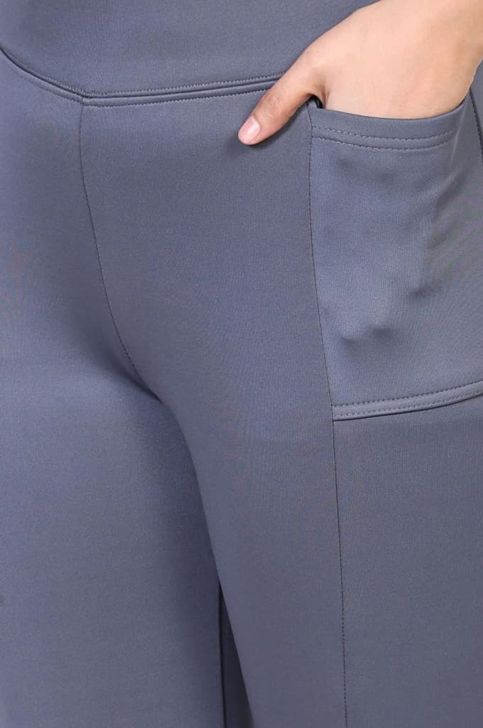 Sky Blue Solid Flared Rayon Tights — photo 7