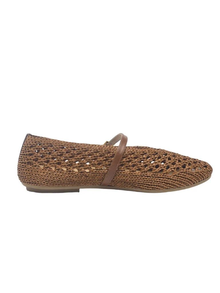 LUNA BLU Light Taupe Raffia Flat Ballerina — photo 2