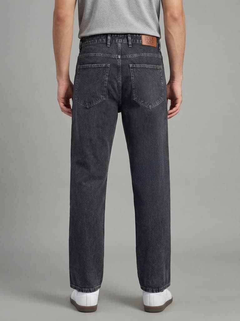 Men's Grey Relaxed Fit Washed Denim Jeans Non-Stretchable — photo 4