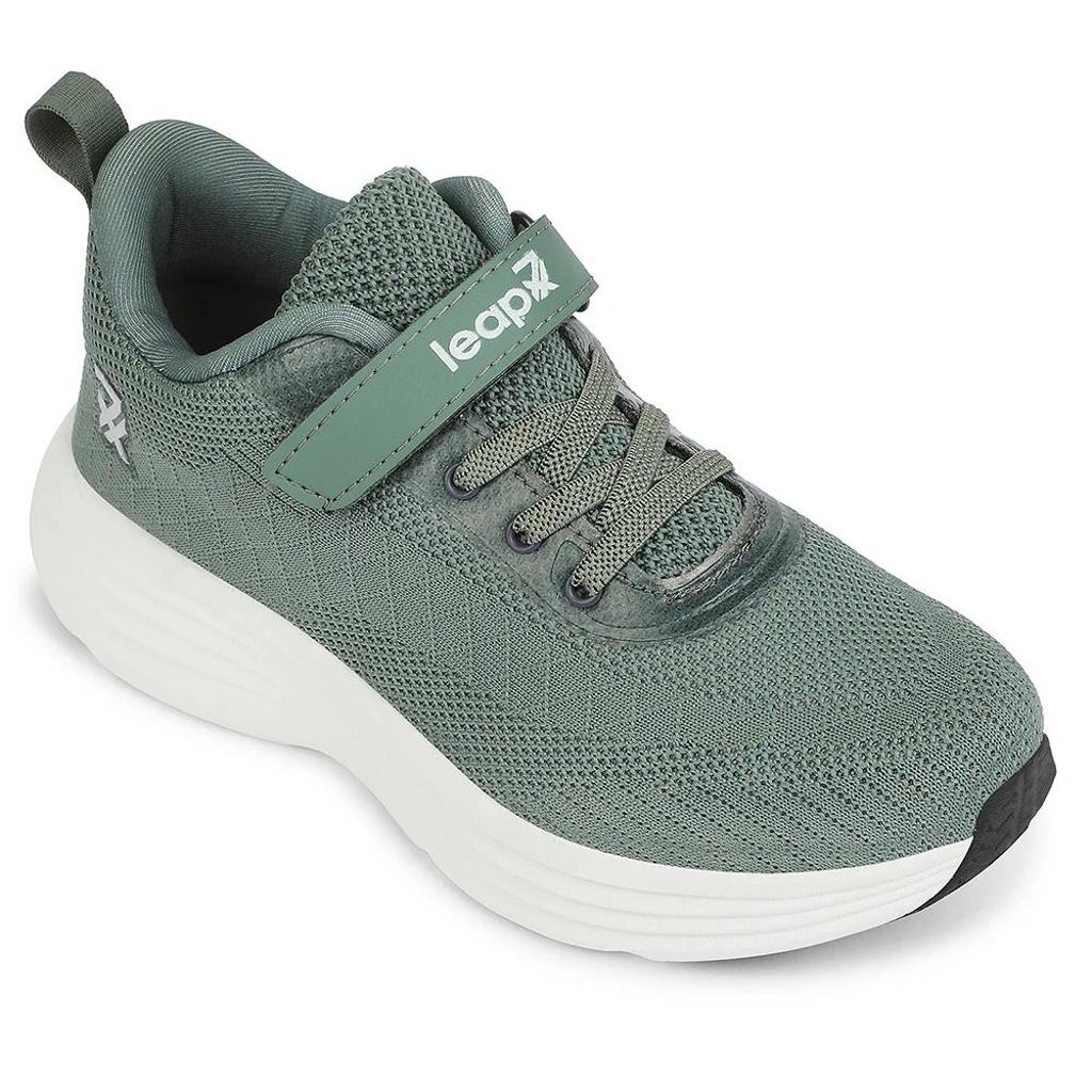 LEAP7X Olive Green Sports Non Lacing Walking Shoes for Kids COVER-04 by Liberty