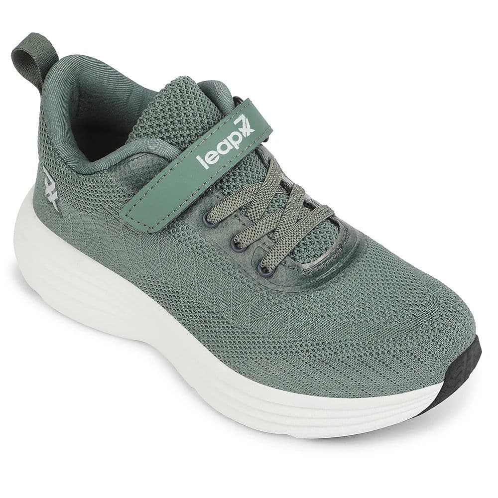LEAP7X Olive Green Sports Non Lacing Walking Shoes for Kids COVER-04 by Liberty — 09C/27 / Olive Green