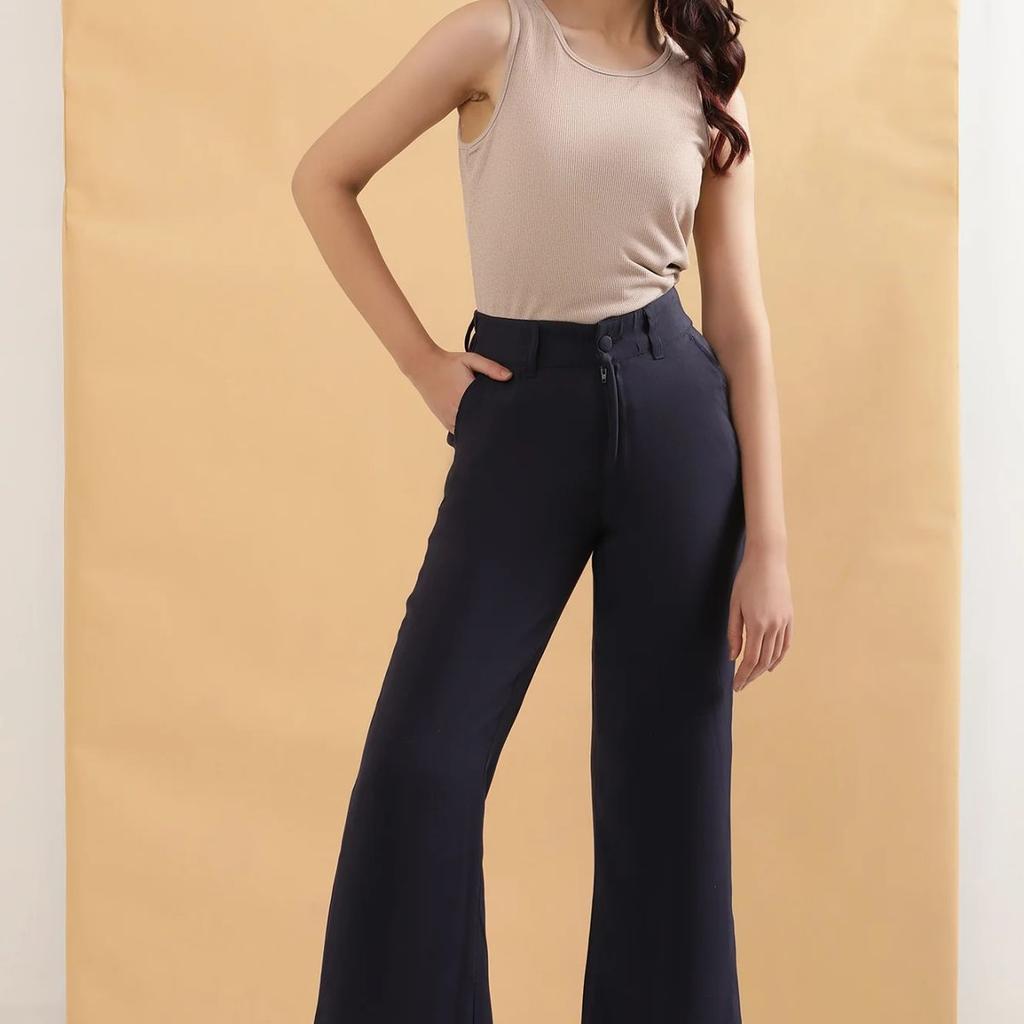 Blue Boot Cut Fir Straight Pants