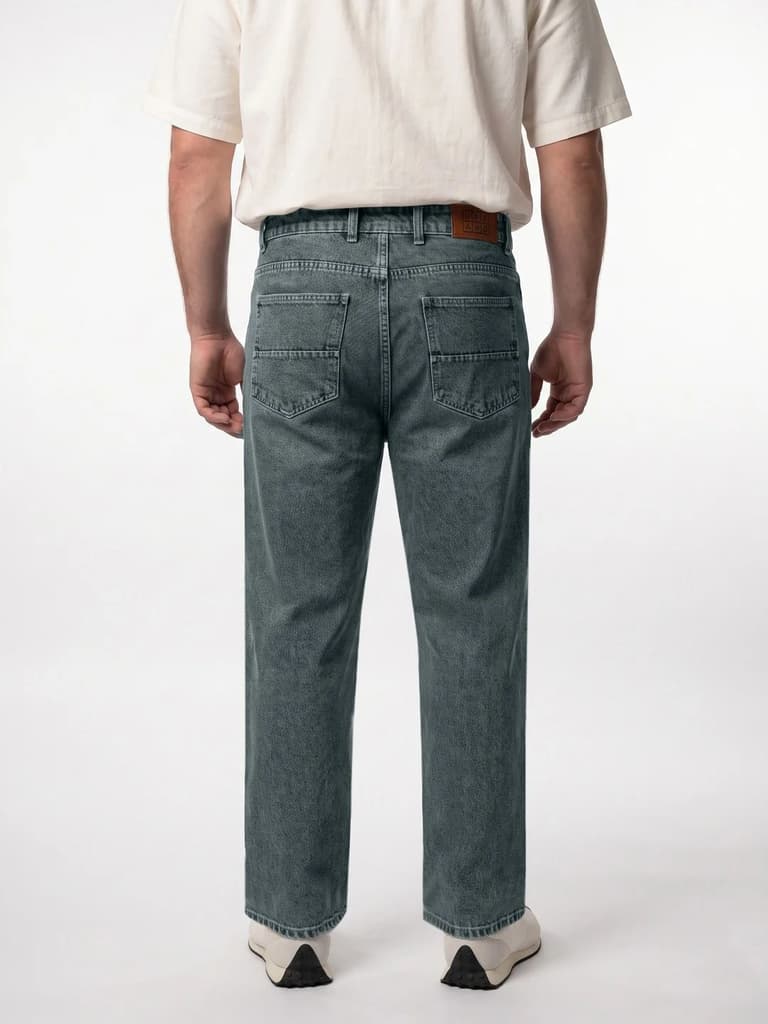 Plus Men's Light Blue Relaxed Fit Washed Denim Jeans Non-Stretchable — photo 3