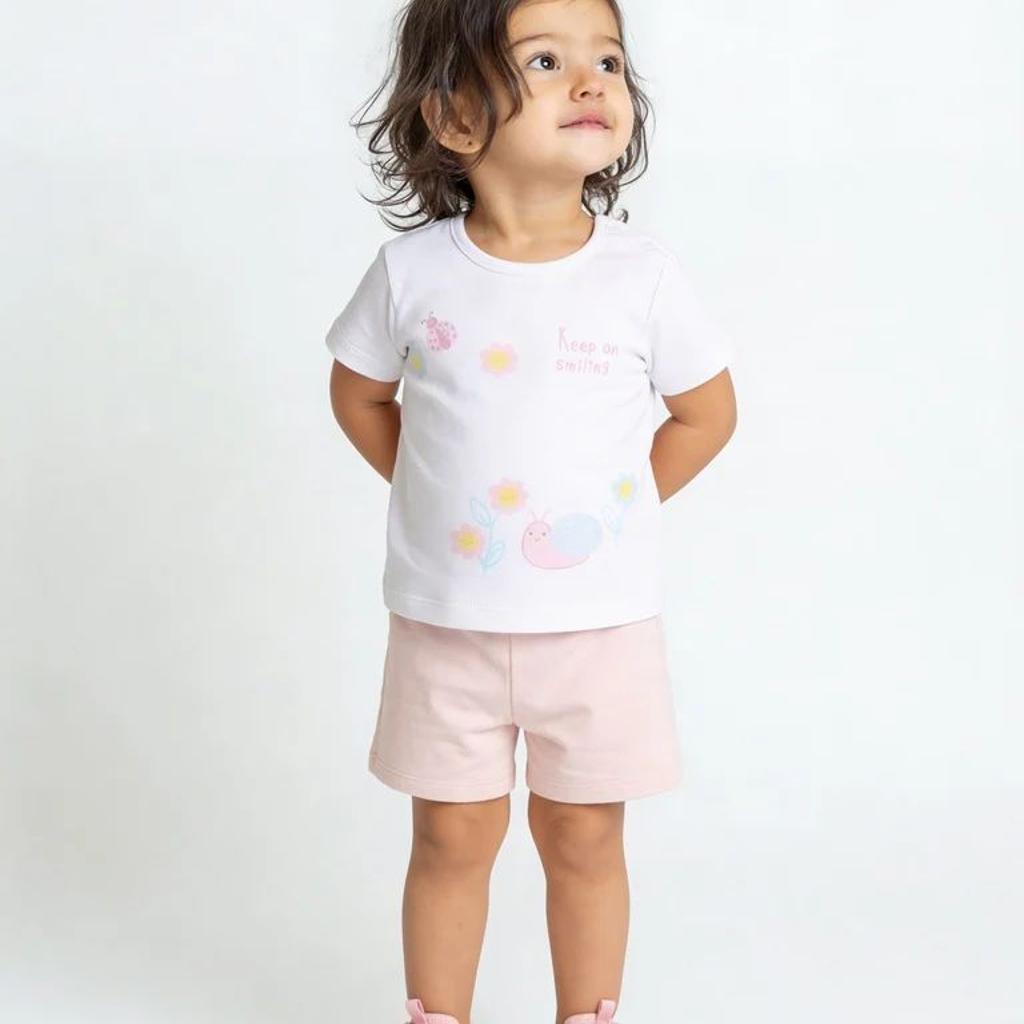 HOP Baby Girls Multicolour Printed Cotton T-Shirt and Shorts Set