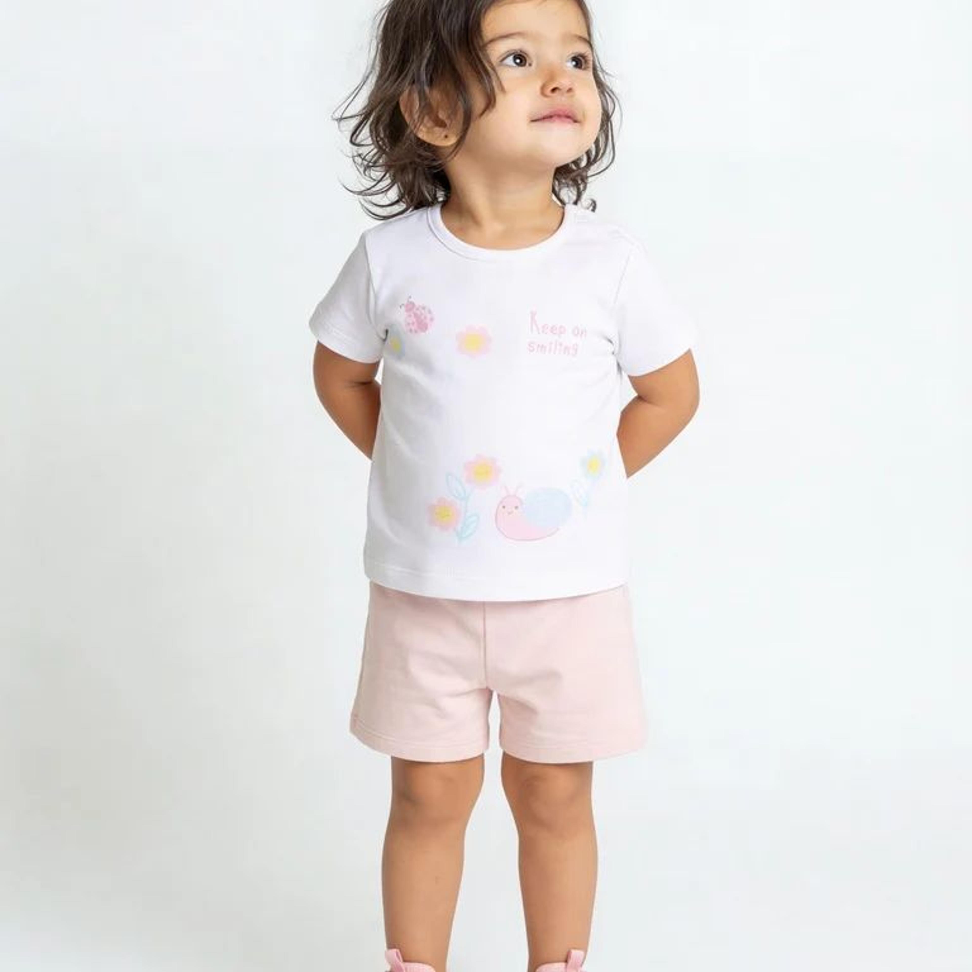 HOP Baby Girls Multicolour Printed Cotton T-Shirt and Shorts Set