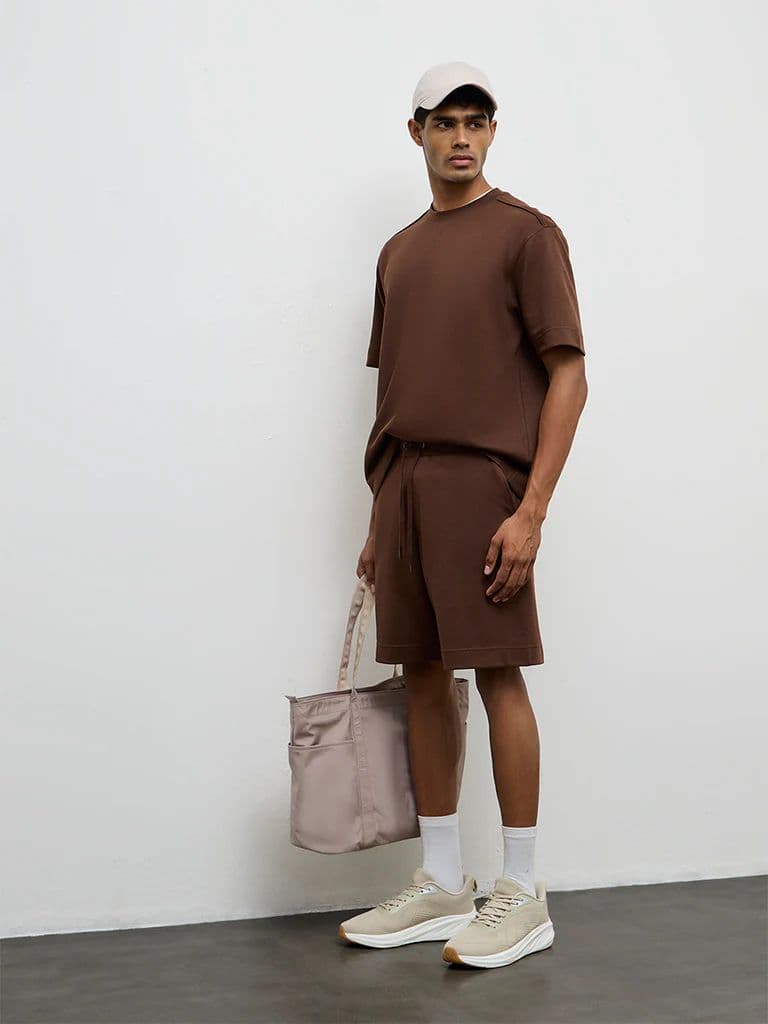 Nuoflexx Brown Relaxed-Fit Mid-Rise Shorts