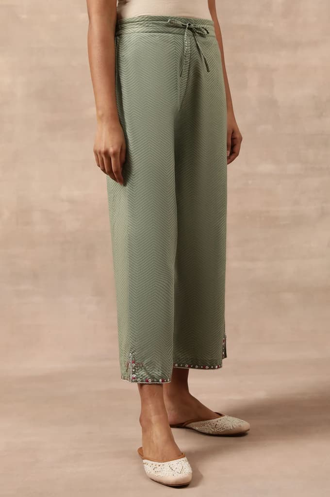 Olive Green Chevron Print Parallel Pants — photo 4