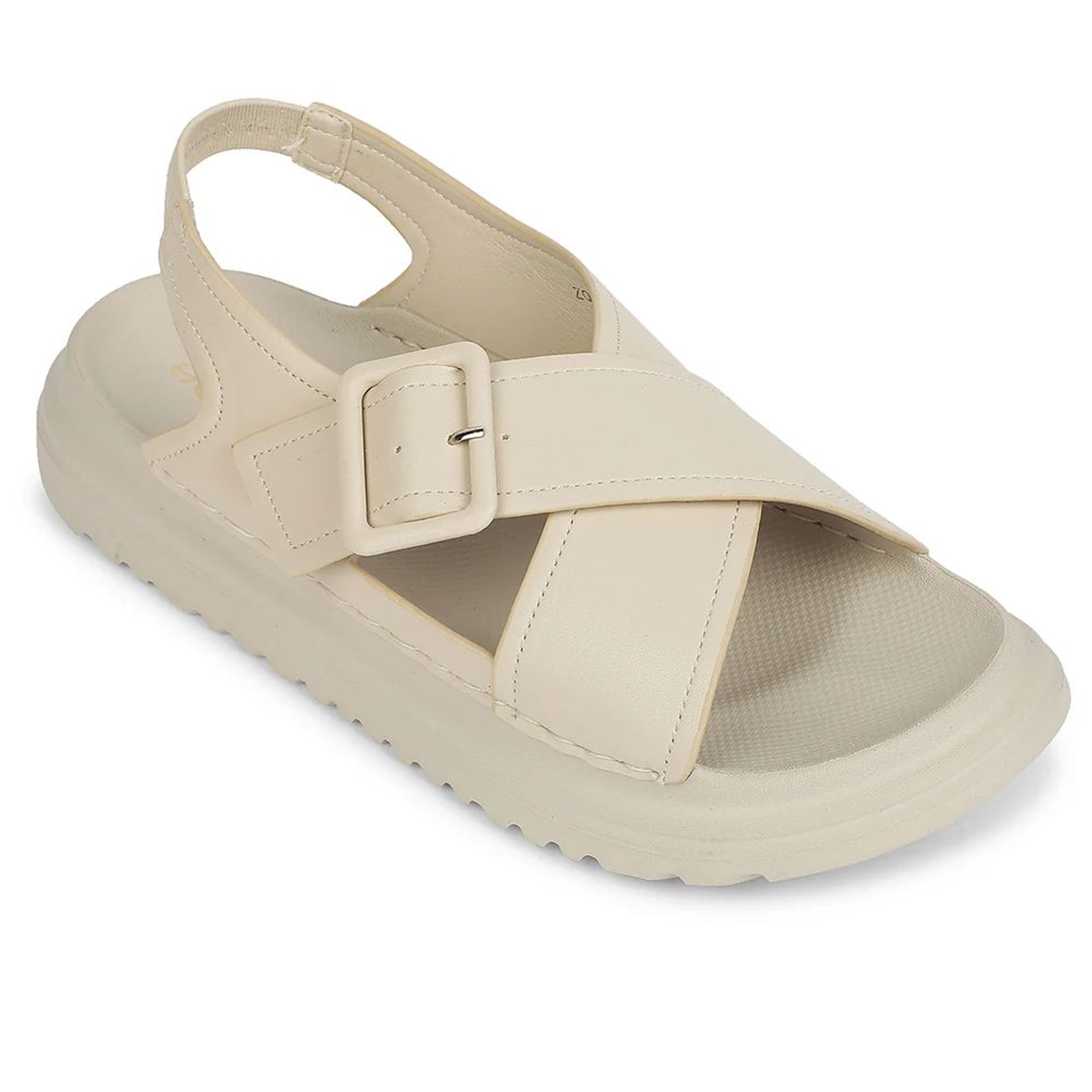 Healers Cream Casual Flat Sandal for Women ZQ-DMSN-06 by Liberty