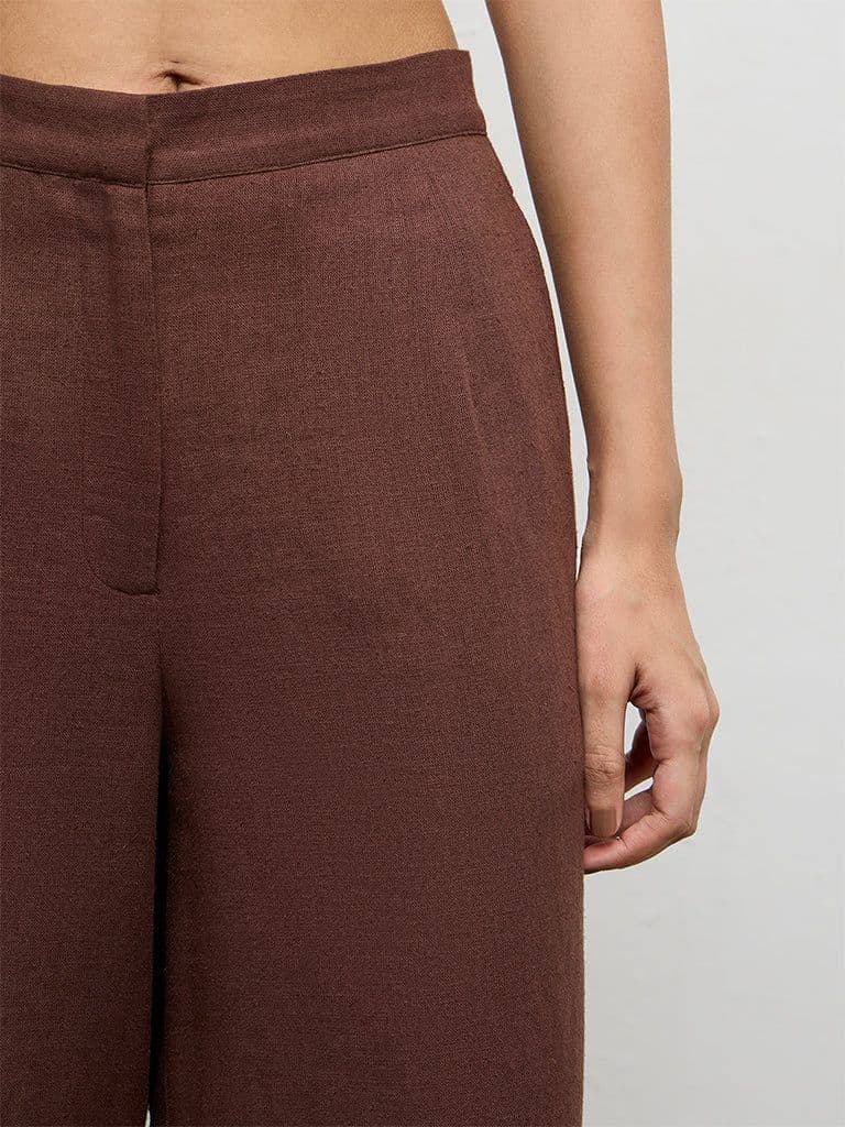 Wardrobe Brown High-Rise Cotton Trousers — photo 3