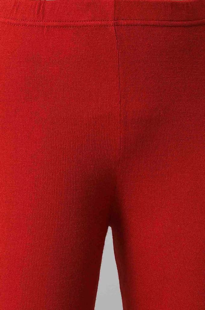 Red Solid Skinny Tights With Elasticated Waistband — photo 6
