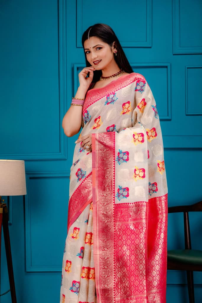 Mimosa Women's Woven Design Kanjivaram Style Art Silk Saree With Blouse Piece : SA00001624HWFREE — photo 2