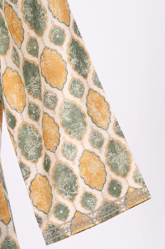 Cream Ethnic Motifs Pure Cotton Straight Kurta with Lace — photo 6