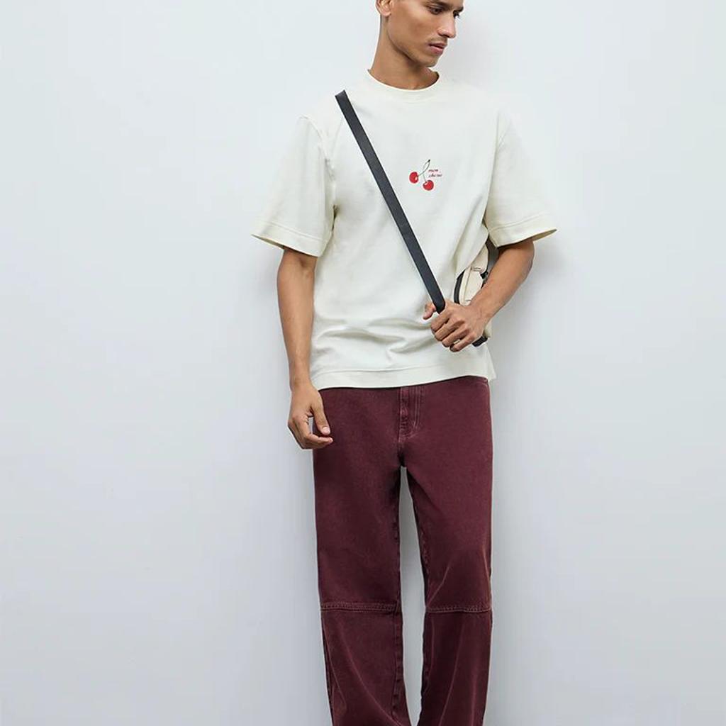 Nuon Red Relaxed-Fit Mid-Rise Jeans