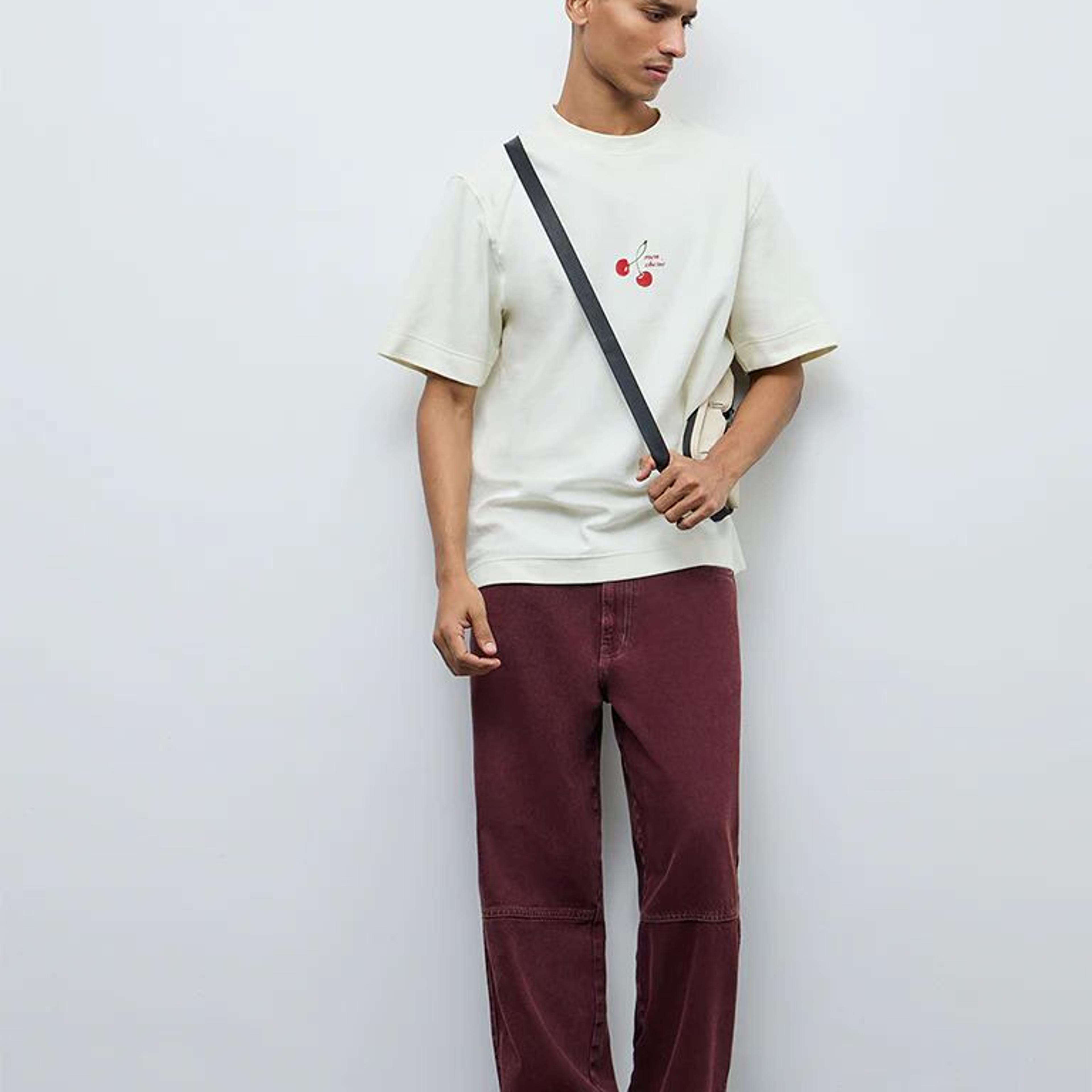 Nuon Red Relaxed-Fit Mid-Rise Jeans