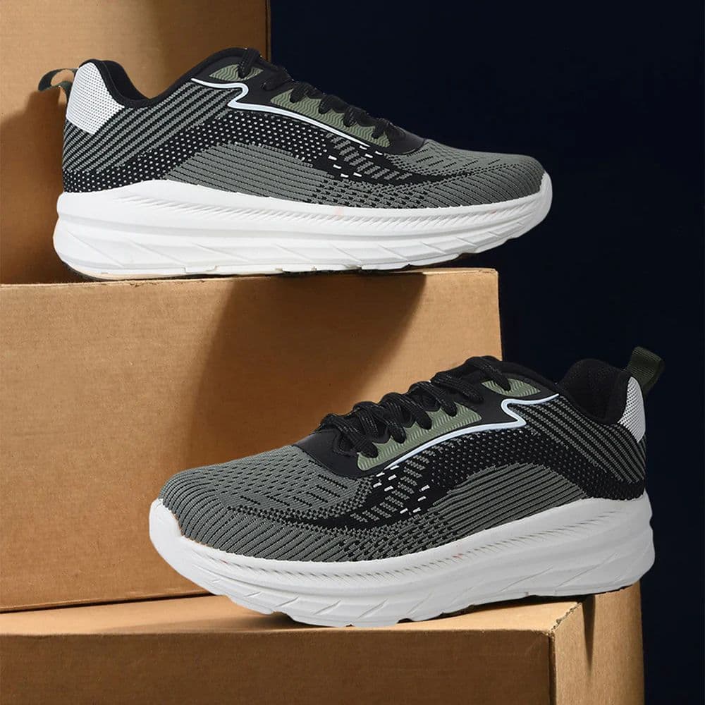 Force 10 Olive Green Sports Lacing Running Shoes For Men MATCHER-8E By Liberty — photo 4
